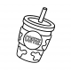 Cute coffee cup with lid and label – fun cafe coloring page