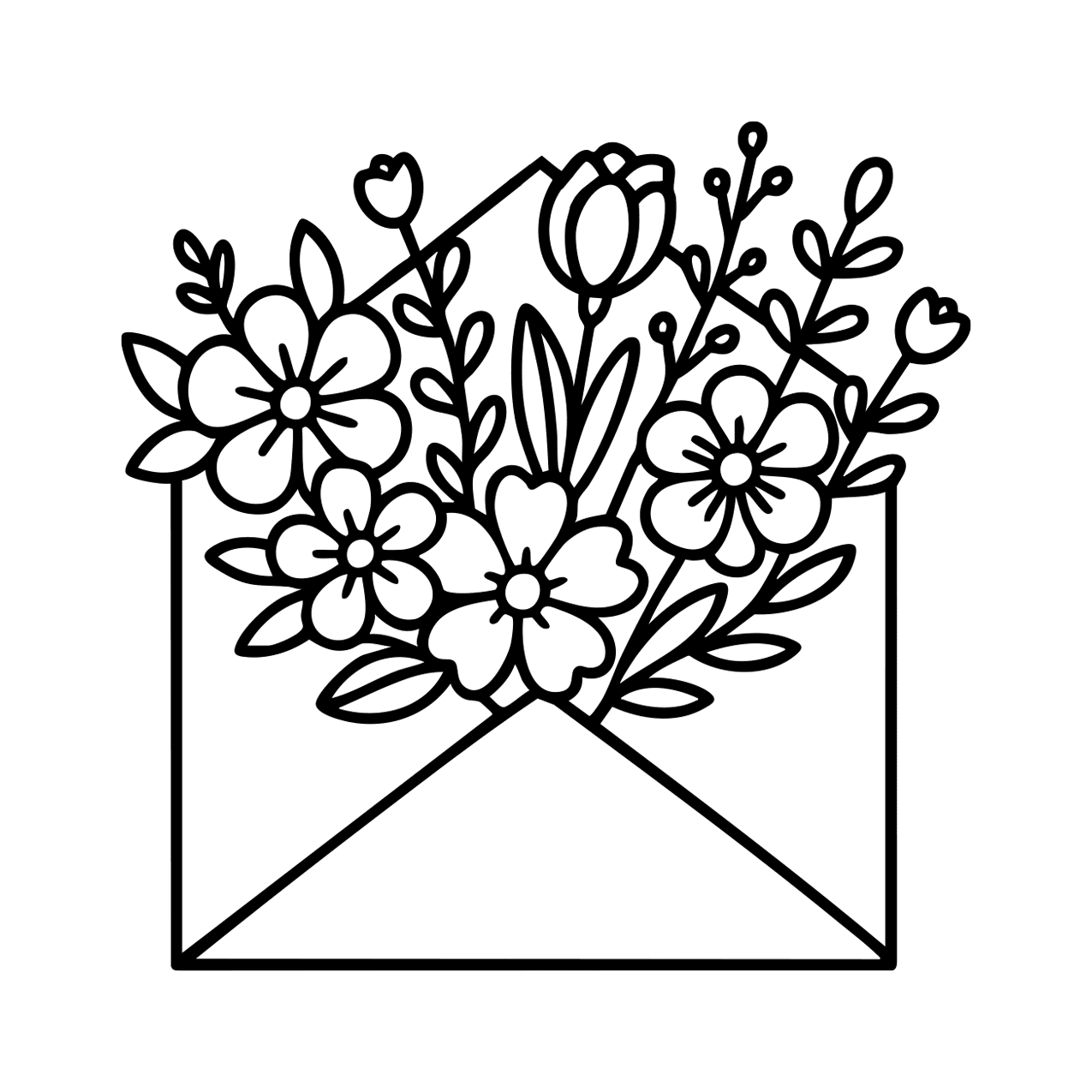 Open envelope filled with flowers – cute printable for spring