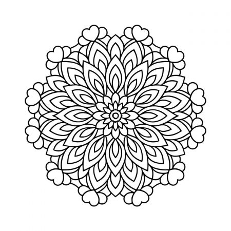 Mandala with teardrop-shaped floral petals