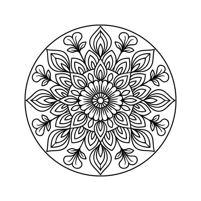 Lotus mandala with clean radial symmetry and calm flow