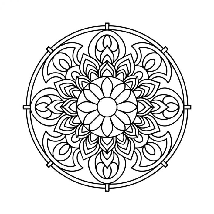 Mandala with orb-like petals and celestial arrangement