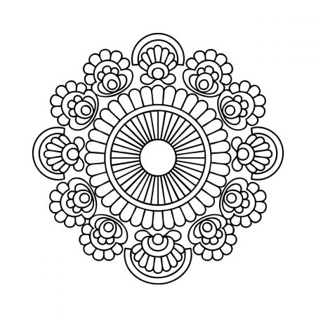 Geometric mandala focused on a central cone formation