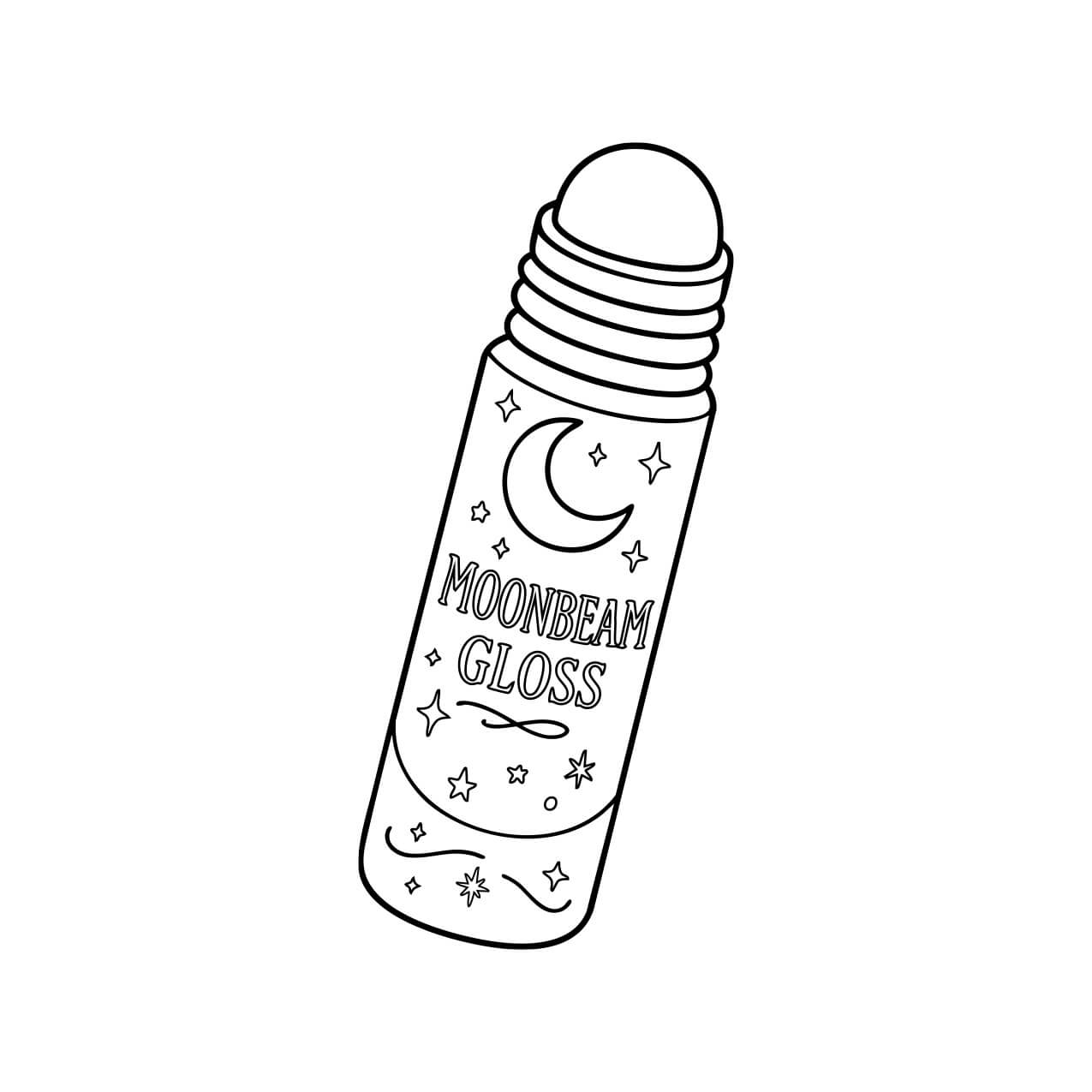 Moonbeam lip gloss tube with stars and crescent moon
