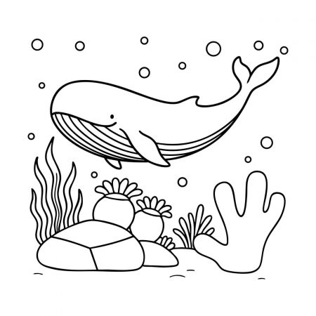 underwater whale and kelp forest printable for all ages
